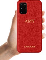 ENROUGE Samsung S20 Plus Hoesje Echt Leer + Naam Personalisatie