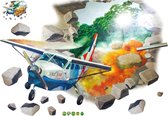ElitDeco Verwijderbare Muursticker | 3D Flying Airplane - 50x70CM | Muurdecoratie | Wanddecoratie | Raamsticker | Kinderkamer