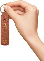 ENROUGE Key Holder Classic CARAMEL BROWN | Luxe Sleutelhanger van Echt Leer | Gepersonaliseerd met Naam of Initialen | 100% Leder | Cadeautip Inclusief Geschenkverpakking
