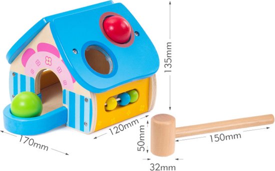 Thumbnail van een extra afbeelding van het spel Mooi klein huisje! Boby Pound and Tap Bench met Klok - Multicolor - Hamerbank