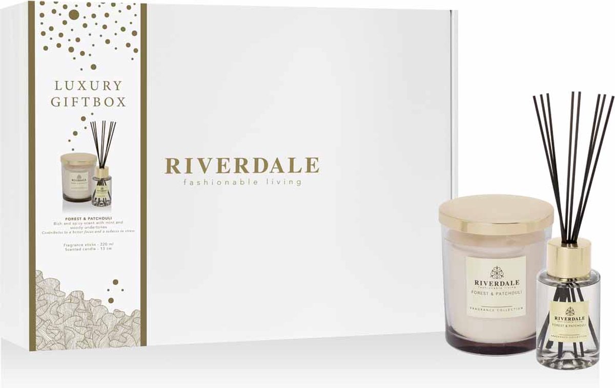 Riverdale Vogue geschenkset Forest & Patchouli geurkaars en geurstokjes Roze