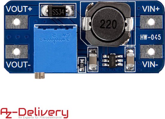 AZDelivery MT3608 DC-DC Voeding dapter Step Up Module compatibel met Arduino inclusief E-Book! 1