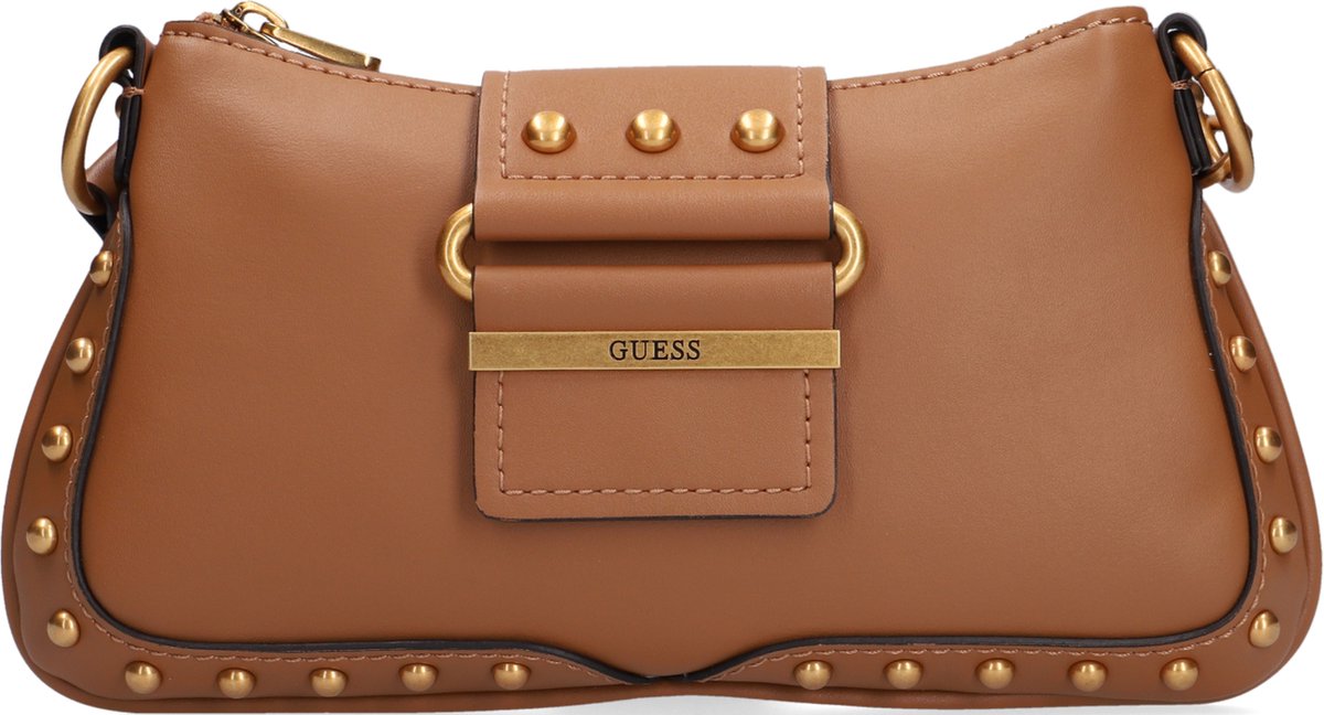 Guess Greta Zip Shoulder Bag Schoudertassen Cognac