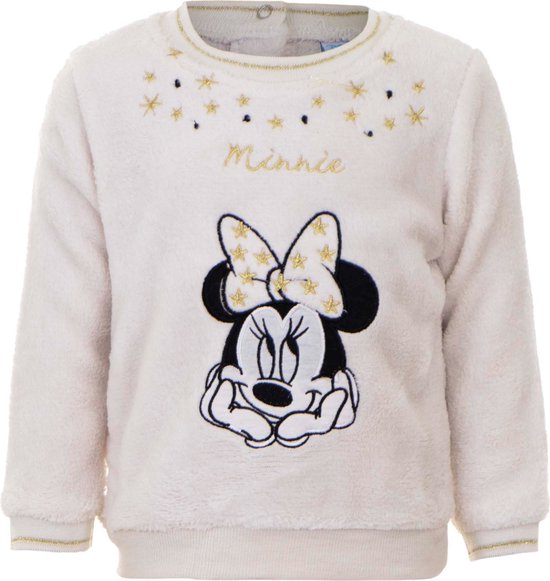 Disney Minnie Mouse sweater - Baby - Coral Fleece -  Off-white/Goud - Maat86 (24 maanden / 86 cm)