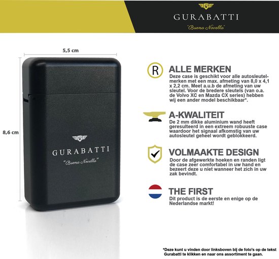 Gurabatti® - RFID Autosleutel Anti Diefstal Beschermhoes - Zwart