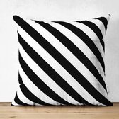 Zethome Gestript-Kussenhoes Vierkantje-Soft Touch–Kussensloop-Pillow Cover-Aan Beide Zijdig Bedrukt-Vierkant - Rits-43 x 43 cm