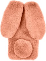 Casies Bunny telefoonhoesje - Geschikt voor Apple iPhone 6/6s - Bruin - konijnen hoesje softcase - Pluche / Fluffy