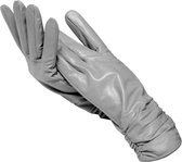 Leren handschoenen – Dames – Kleur grijs – Maat M – Schapenleer – Gevoerd – Lengte tot over de pols