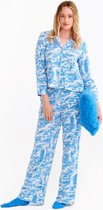 Lords & Lilies pyjama dames - gebroken wit-blauw print - 212-5-LPH-Z/980 - maat L