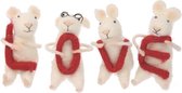 Muisjes met letters LOVE vilt 4 ass 6,5x8x8,5cm