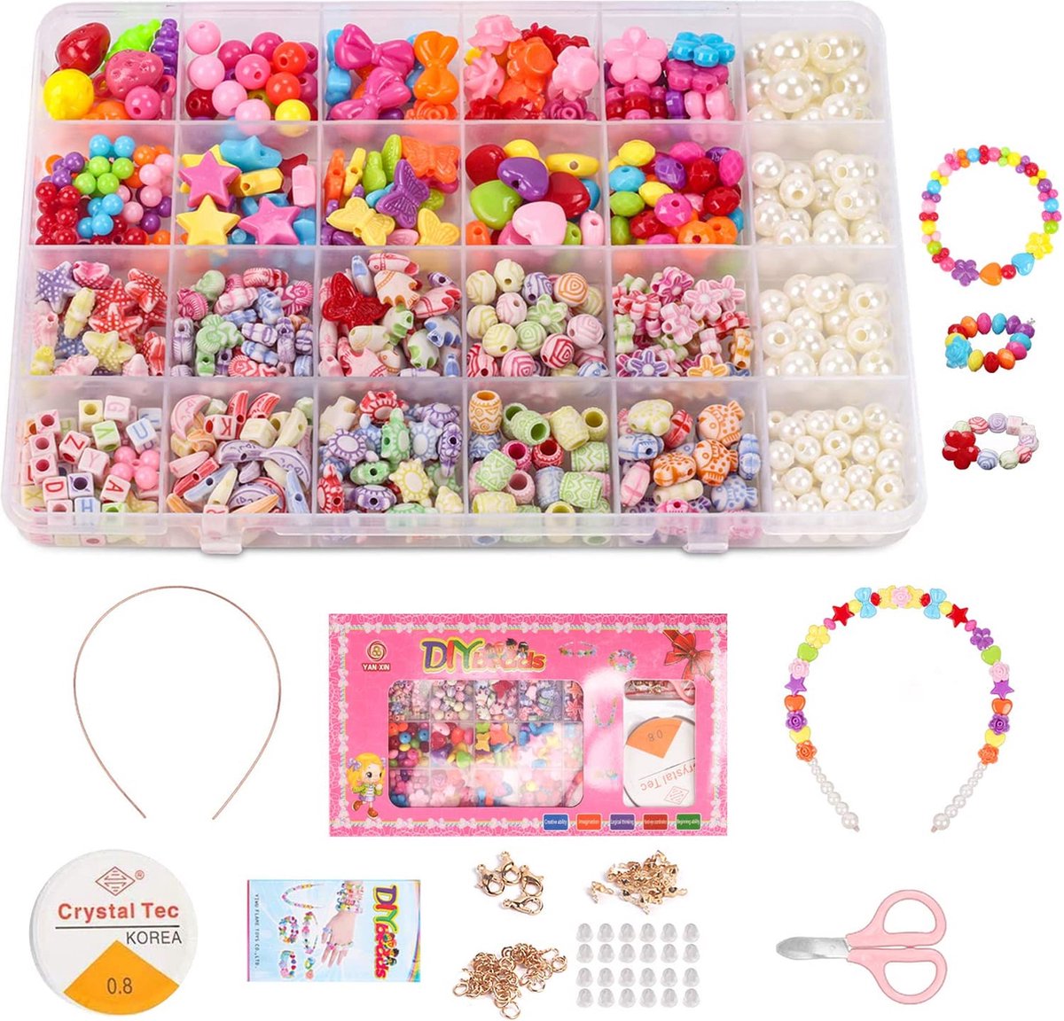 2000PCS Bricolage Enfant Elastique Bracelet Kit, Cadeau Fille