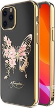 Kingxbar  iPhone 12 en iPhone 12 Pro hoesje roze goud transparant vlinder - BackCover - anti bacterieel - Crystals from Swarovski
