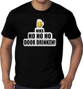 Grote maten niks ho ho ho bier doordrinken fout Kerst t-shirt - zwart - heren - Kerst shirt / Kerst outfit 4XL