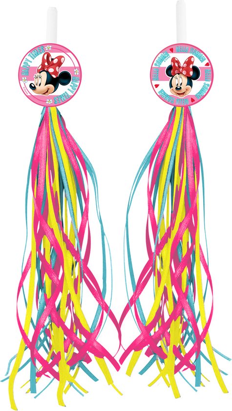 Stuurslingers - Meisjes - Disney - Minnie Mouse - franjes - fiets versiering - fiets accessoire - roze/geel