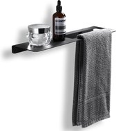 VDN Stainless Handdoekrek - Handdoekrek badkamer - Zwart - Handdoekenrek - Handdoekhouder - Met plateau