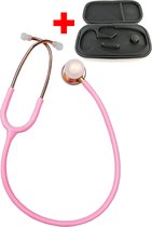 Hospitrix Stethoscoop Professional Line Pink Gold Edition Roze + Gratis Premium Opberghoes - Dubbelzijdig - Medisch - Roestvrij Stalen