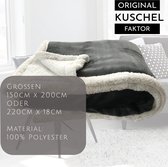 JEMIDI XXL warme fleece deken - Knuffeldeken voor op de bank - 180 x 220 cm - Wasbaar - Lichtgrijs