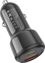 YONO Autolader Quick Charge 3.0 – 2 Poorten USB C en USB A - Snellader Auto Sigarettenaansteker – Oplader Geschikt voor iPhone en Samsung