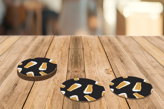 Sous- Sous-verres pour verres - Ronds - Bières - Verres - Zwart - 10x10 cm - 6 pièces