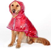 Regenjas hond - maat L - rood - waterdicht - hondenjas - met buikband - verstelbaar met drukknopen - regenjas voor middelgrote honden - hondenkleding - ruglengte 35 cm