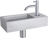 Bally Ravo Fonteinset Beton Licht Grijs Gebogen Koudwaterkraan Met Afvoerplug En Sifon Chroom