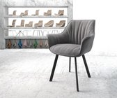 Gestoffeerde-stoel Keila-Flex met armleuning 4-Fuß oval zwart structurele stof lichtgrijs