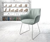Gestoffeerde-stoel Keila-Flex met armleuning slipframe roestvrij staal stripes mint