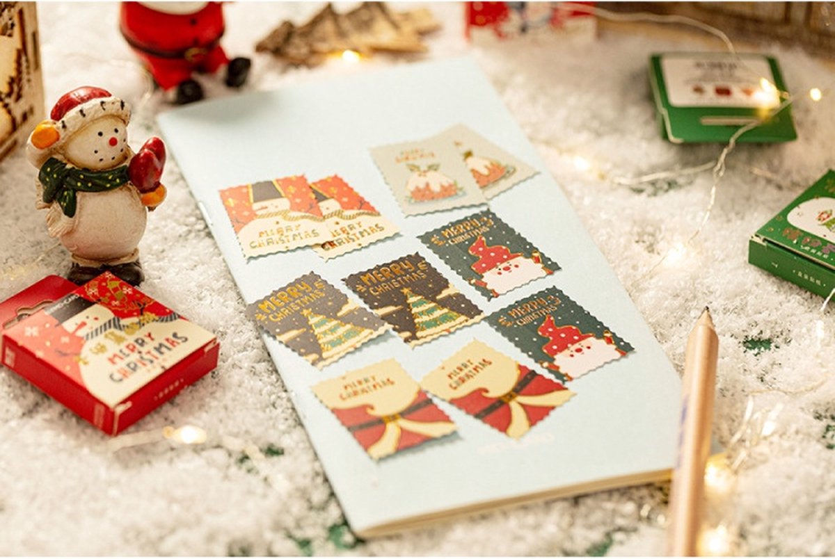 Kerststickers, rol etiketten, Merry Christmas kerststickers, zelfklevend voor enveloppen, cadeauzakjes, papieren zakken, kerstkaarten