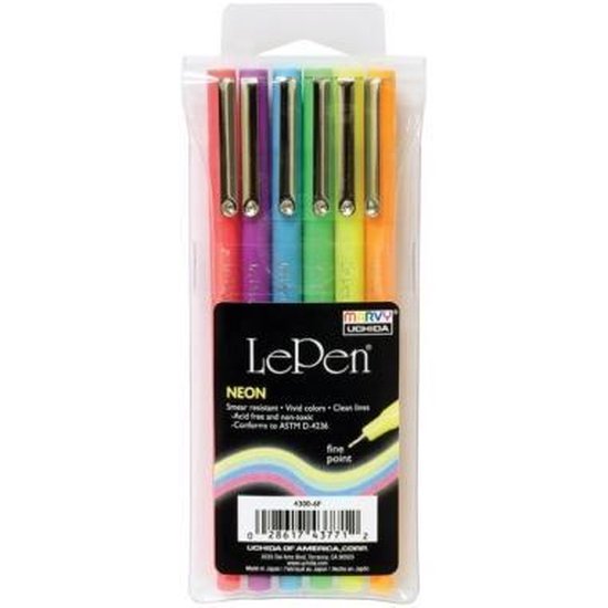 Marvy Uchida Le Pen Fineliner Set Neon 0,3mm 6 stuks