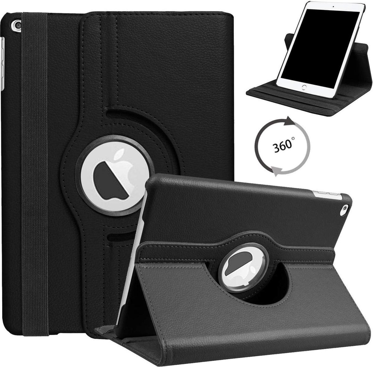 HB Hoes Geschikt voor Apple iPad 10.2 (2019) - Draaibare Tablet Book Cover - Zwart