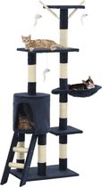 Kattenkrabpaal (incl kattenspeelstok) 138cm donkerblauw - Krabpaal katten - Katten Krabpaal