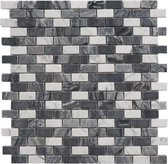 Mozaiek tegel Marmer zwart wit 617M