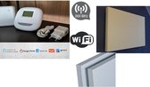 Optima W R3 wifi en RF thermostaat en 5 stuks warmte infraroodpanelen met korrelstructuur 700W, 230V, en 5 stuks RF opbouw ontvangers, 2HEAT