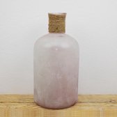 SENSE Fles Vaasje Frosted Roos - Gerecycle - Kleine Glazen Flesjes – Bloemenvaasje – Mini Fles Vaas Pink