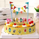 taartversiering Robot cake toppers cocktailprikkers met taartrand en vlaggetjes