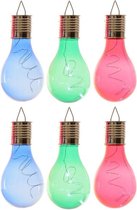 6x Buiten LED blauw/groen/rood peertjes solar verlichting 14 cm - Tuinverlichting - Tuinlampen - Solarlampen op zonne-energie