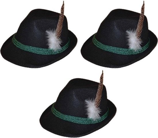 Oktoberfest - 3x chapeaux tyroliens noirs accessoires de déguisement pour  adultes -... | bol