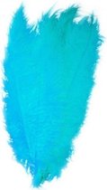 2x Grote veren/struisvogelveren turquoise 50 cm - Carnaval feestartikelen - Sierveren/decoratie veren - Charleston veren