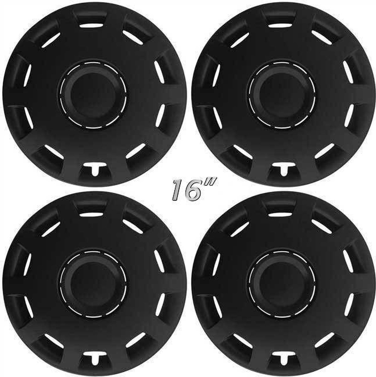 GoodGo Wieldoppen GRANIT-B 16 inch mat zwart. Set a 4 stuks in doos (a.u.b. tekst lezen!)