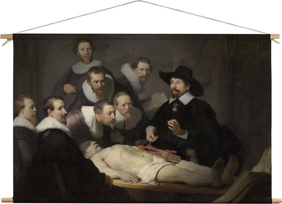 De anatomische les van Dr Nicolaes Tulp | Rembrandt van Rijn | oude meesters | Textieldoek | Textielposter | Wanddecoratie | 60CM x 40CM” | Schilderij