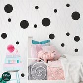 Cirkels, Dots muurstickers set van 86 stippen kleur Zwart