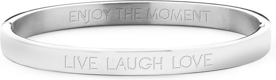 Foto: Key moments in color 8km bc0061 stalen bangle met tekst live laugh love grootte 58 x 50 mm zilverkleurig