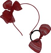 Jessidress Haarband Diadeem met Sterke Haar elastiek Haar strikjes - Rood