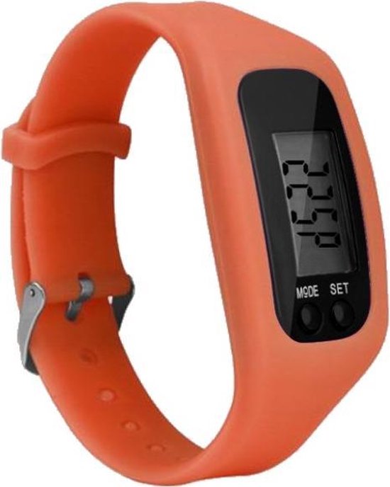 Fako® - Horloge - LCD - Stappenteller Armband - Gesp – Oranje | bol.com