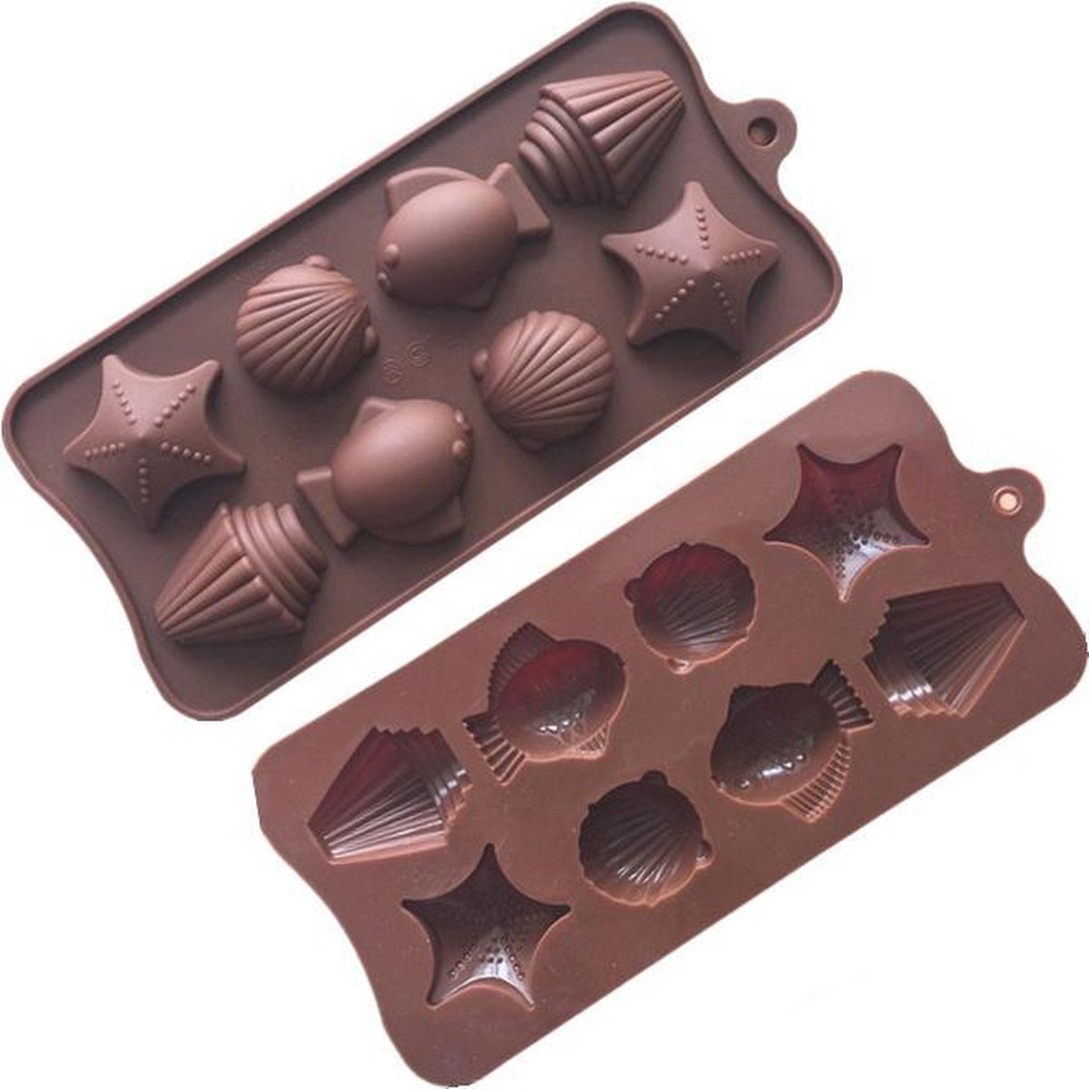 ProductGoods - Siliconen Bakvorm - Bonbonvorm - Chocoladevorm - 8 stuks Zeedieren - Bakvormen