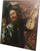 Een vrolijke vioolspeler | Gerard van Honthorst | Aluminium | Schilderij | Wanddecoratie | 100 x 100