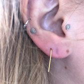 Gouden staf oorhangers - Oorbellen - 925 zilver - By Cleo