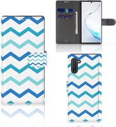 Geschikt voor Samsung Galaxy Note 10 Telefoon Hoesje Zigzag Blauw
