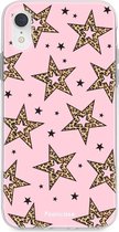 iPhone XR hoesje TPU Soft Case - Back Cover - Rebell Leopard Sterren Roze