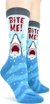 Haaien sokken - heren - 1 paar sokken met haai en tekst Bite Me -maat 40-46